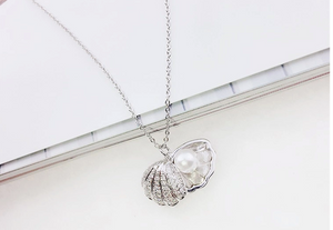 925 Sterling Silver Oyster Pearl & Shell Necklace - Marc Ocean 
