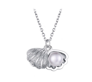 925 Sterling Silver Oyster Pearl & Shell Necklace - Marc Ocean 
